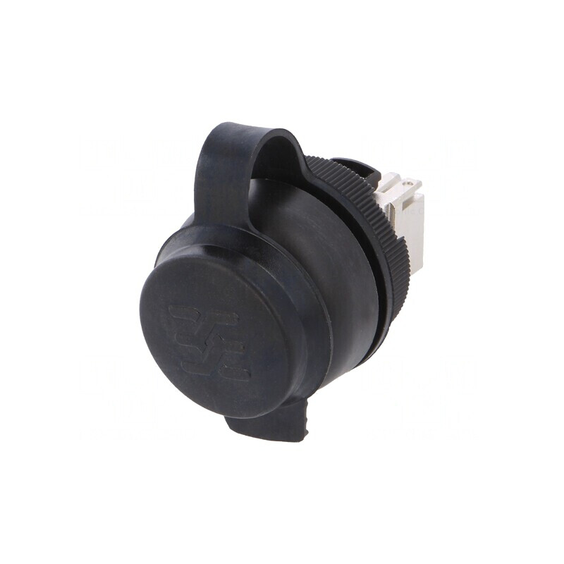 Soclu RJ45 FrontCom Ø22mm IP65 Negru | Electronic-mag.ro | Componente Electronice