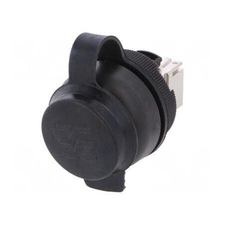 Soclu RJ45 FrontCom Ø22mm IP65 Negru | Electronic-mag.ro | Componente Electronice
