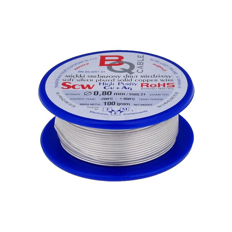 Sârmă de Cupru Argintată 0,8mm 100g | Electronic-mag.ro | Componente Electronice