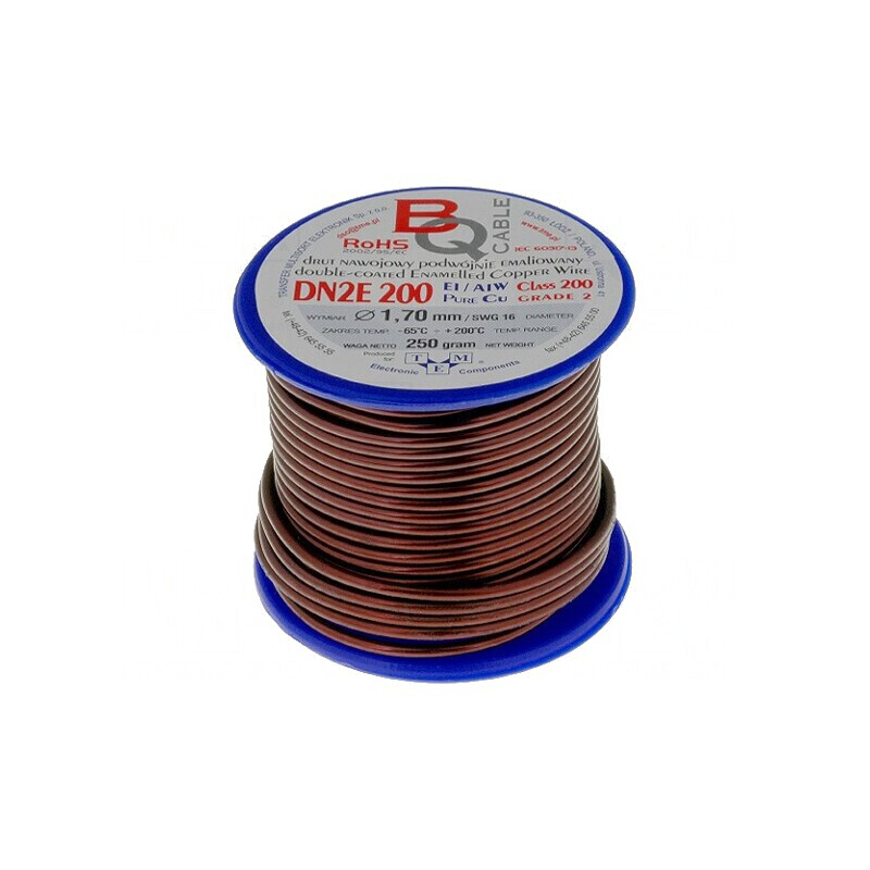Sârmă bobină dublu emailată 1.7mm 0.25kg Cu 65-200°C | Electronic-mag.ro | Componente Electronice