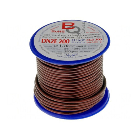 Sârmă bobină dublu emailată 1.7mm 0.25kg Cu 65-200°C | Electronic-mag.ro | Componente Electronice