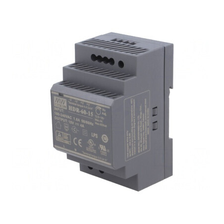 Alimentator Pulsatoriu DIN 60W 15VDC 4A | Electronic-mag.ro | Componente Electronice
