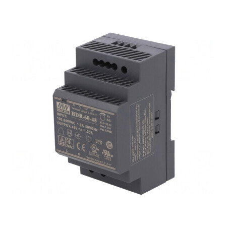 Alimentator șină DIN 60W 48V 1.25A | Electronic-mag.ro | Componente Electronice