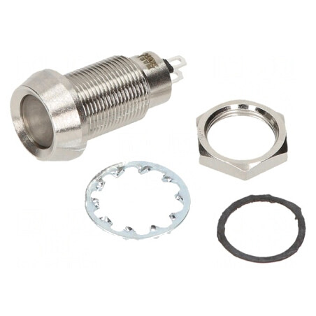 Lampa de control LED verde Ø12,7mm 24-28VDC IP67 | Electronic-mag.ro | Componente Electronice