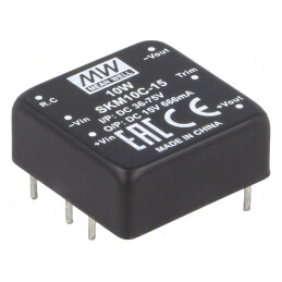 Convertor DC/DC 10W 36-75V la 15V 666mA THT | Electronic-mag.ro | Componente Electronice