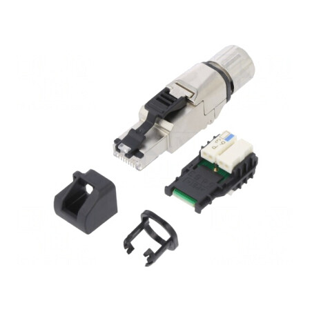 Mufă RJ45 Cat 6a Ecranată cu Capac Protecție Aurit | Electronic-mag.ro | Componente Electronice