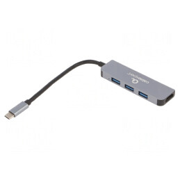 Adaptor | USB 3.2 | HDMI soclu,USB A soclu x3,USB C mufă | 0,09m | A-CM-COMBO2-01