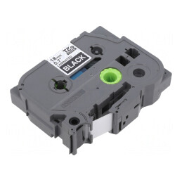 Banda Neagră 18mm x 8m cu Caracter Alb TZE-345 | Electronic-mag.ro | Componente Electronice