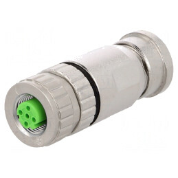 Mufă M12 mamă 4 pini D-Ethernet IP67 250V | Electronic-mag.ro | Componente Electronice