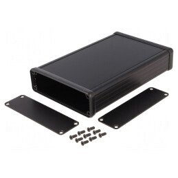 Carcasă din aluminiu neagră cu panou 103x160x30mm  | Electronic-mag.ro | Componente Electronice