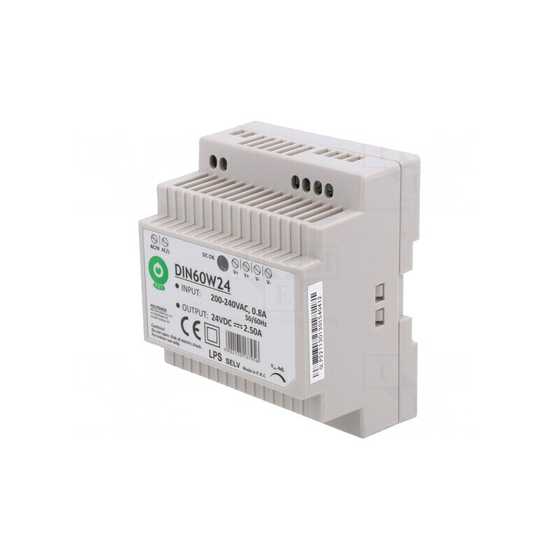 Alimentator pulsatoriu 60W 24VDC 2,5A pentru șină DIN | Electronic-mag.ro | Componente Electronice