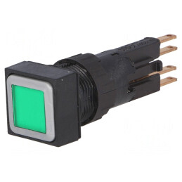 Comutator 16mm Verde cu Bec | Electronic-mag.ro | Componente Electronice