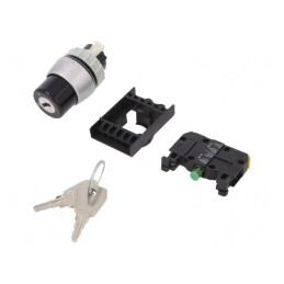 Comutator rotativ cu cheie 22mm 2 poziții negru IP65 | Electronic-mag.ro | Componente Electronice