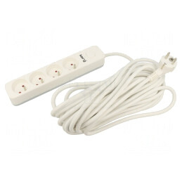 Prelungitor alimentare 4 prize PVC alb 10m 16A | Electronic-mag.ro | Componente Electronice