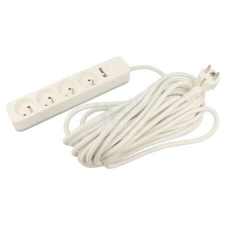 Prelungitor alimentare 4 prize PVC alb 10m 16A | Electronic-mag.ro | Componente Electronice