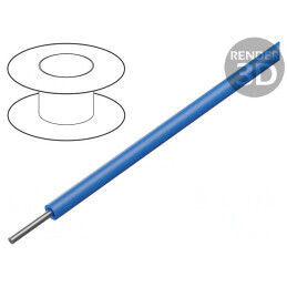 Cablu | HookUp Wire | sârmă | Cu | 22AWG | PVC | albastru | 1kV | 30,5m | 1561 BL005