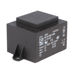 Transformator încapsulat 12VA 230V 9V 667mA PCB | Electronic-mag.ro | Componente Electronice