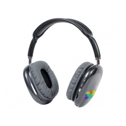 Wireless headphones with microphone | black | USB C | 20Hz÷20kHz | BHP-LED-02-BK