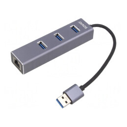 Adaptor USB-Fast Ethernet cu Hub USB 3.1 10/100/1000Mbps | Electronic-mag.ro | Componente Electronice