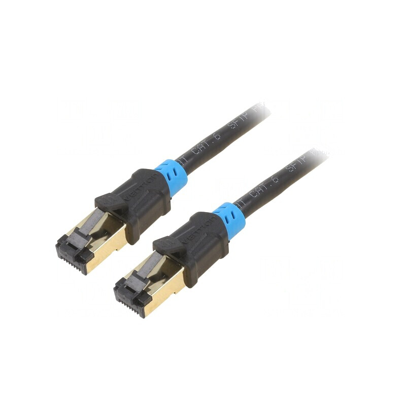 Patch cord S/FTP Cat6 PVC Negru 25m Conectori Auriti | Electronic-mag.ro | Componente Electronice