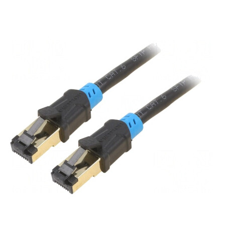 Patch cord S/FTP Cat6 PVC Negru 25m Conectori Auriti | Electronic-mag.ro | Componente Electronice