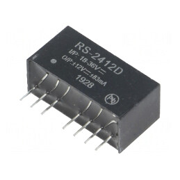 Convertor DC/DC 2W 18-36V la 12V/-12V SIP8 RS-2412D | Electronic-mag.ro | Componente Electronice