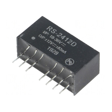Convertor DC/DC 2W 18-36V la 12V/-12V SIP8 RS-2412D | Electronic-mag.ro | Componente Electronice