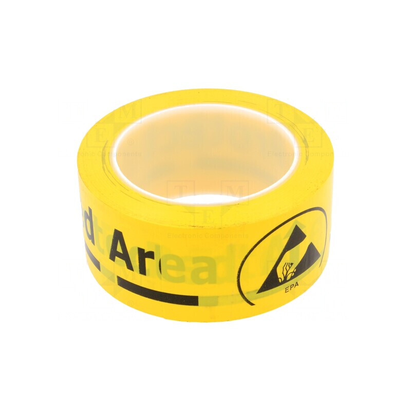 Bandă de avertizare ESD PVC galben-negru 33m x 50mm | Electronic-mag.ro | Componente Electronice