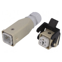 Conector HDC Tată-Mamă 5 4 PE A3 Drept | Electronic-mag.ro | Componente Electronice
