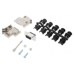 Conector D-Sub 9 Pin Mamă unghi 45° cu terminal şurub pe cablu | Electronic-mag.ro | Componente Electronice