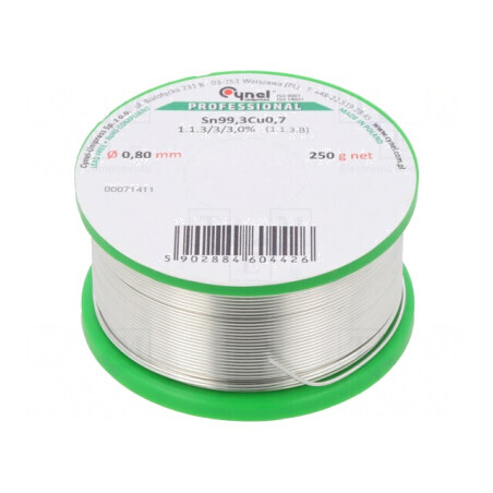 Sârmă de lipit fără plumb 0,8mm 250g | Electronic-mag.ro | Componente Electronice