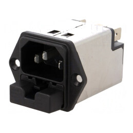Conector Alimentare AC Soclu Tată 10A 250VAC IEC 60320 | Electronic-mag.ro | Componente Electronice