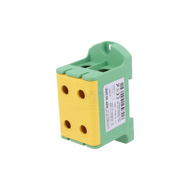 Conector de Șine 95mm2, 4 Borne, Galben-Verde | Electronic-mag.ro | Componente Electronice