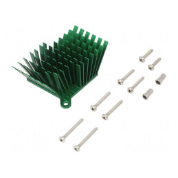 Radiator extrudat cu aripioare BGA verde 40x38mm | Electronic-mag.ro | Componente Electronice