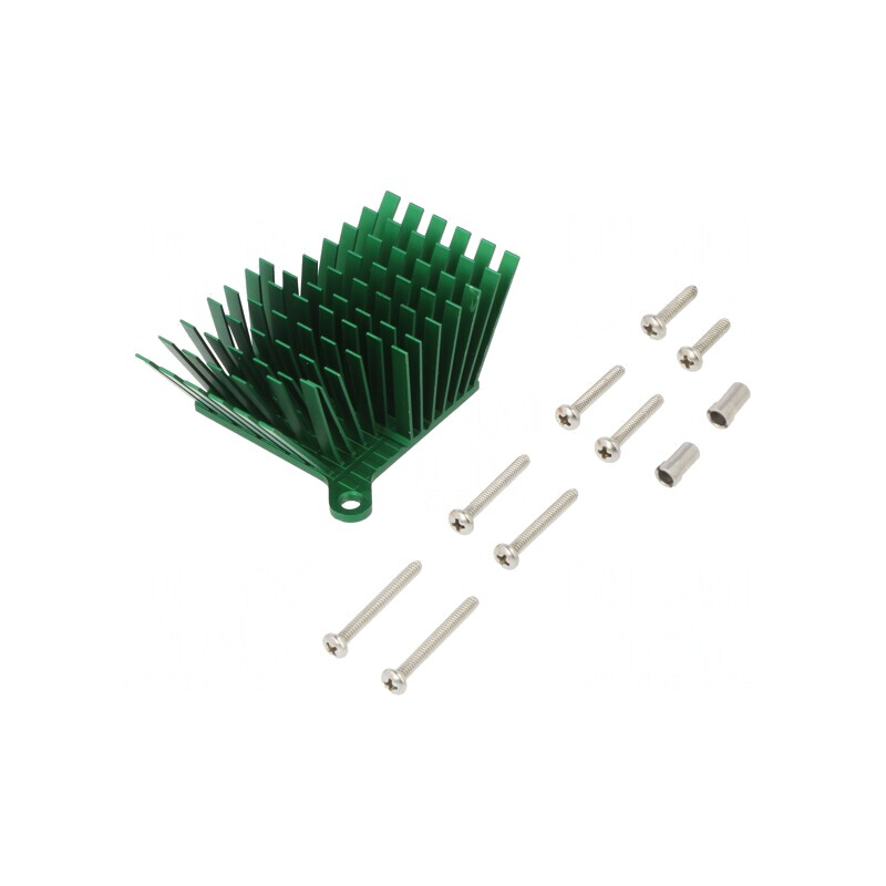 Radiator extrudat cu aripioare BGA verde 40x38mm | Electronic-mag.ro | Componente Electronice