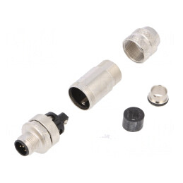Mufă M12 5P A-COD Tată pe Cablu Drept | Electronic-mag.ro | Componente Electronice
