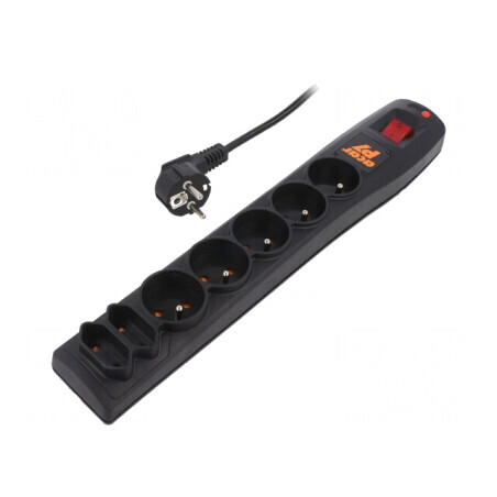 Prelungitor 7 prize cu protecție la supratensiune 5m Negru | Electronic-mag.ro | Componente Electronice