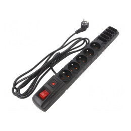 Prelungitor cu Protecție la Supratensiune, 10 Prize, 3M, Negru | Electronic-mag.ro | Componente Electronice