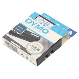 Bandă Dymo 9mm 7m Albă Culoare Albastră | Electronic-mag.ro | Componente Electronice