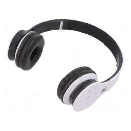 Wireless headphones with microphone | white | USB micro | 10m | 32Ω | BHP-BER-W
