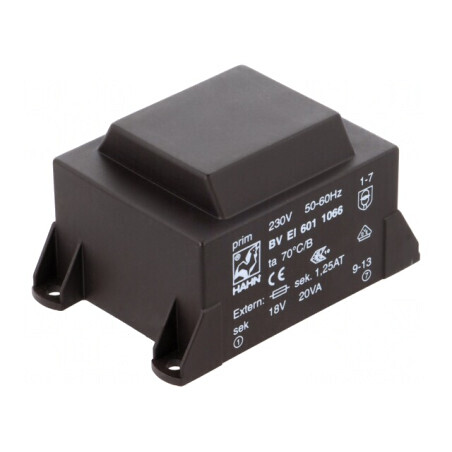 Transformator încapsulat 20VA 230VAC 18V 1112mA PCB | Electronic-mag.ro | Componente Electronice