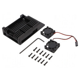 Carcasă Aluminiu Neagră pentru Raspberry Pi 4 B | Electronic-mag.ro | Componente Electronice