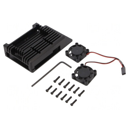 Carcasă Aluminiu Neagră pentru Raspberry Pi 4 B | Electronic-mag.ro | Componente Electronice