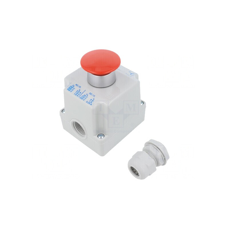 Casetă de Comandă cu 1 Buton Ciupercă IP65 NC | Electronic-mag.ro | Componente Electronice