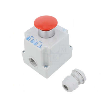 Casetă de Comandă cu 1 Buton Ciupercă IP65 NC | Electronic-mag.ro | Componente Electronice