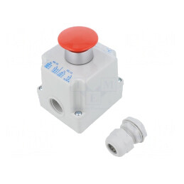 Casetă de Comandă cu 1 Buton Ciupercă IP65 NC | Electronic-mag.ro | Componente Electronice