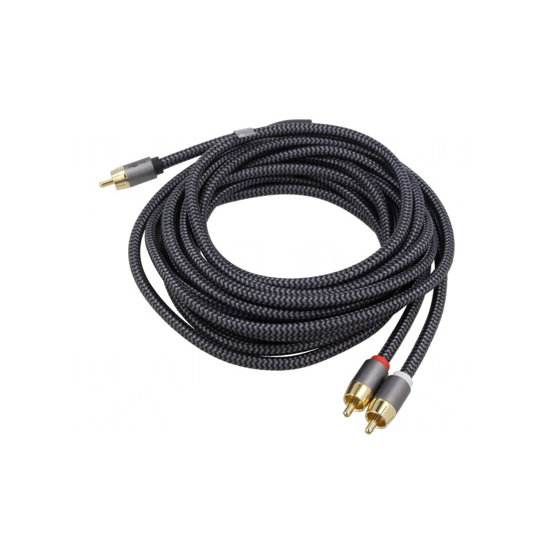 Cablu RCA 10m Aurit Negru și Gri | Electronic-mag.ro | Componente Electronice