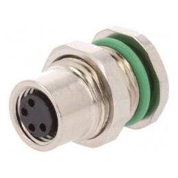 Conector M8 Mamă 4 PIN Montare Panou Piuliță Față | Electronic-mag.ro | Componente Electronice