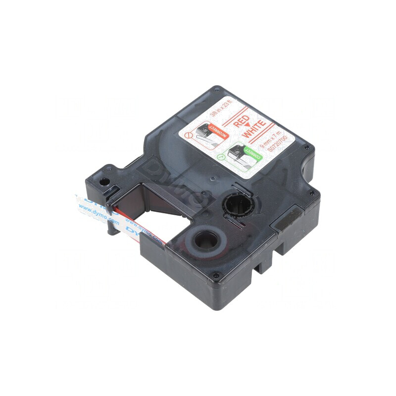 Bandă Dymo 9mm 7m Albă cu Scris Roșu | Electronic-mag.ro | Componente Electronice