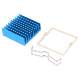 Radiator extrudat cu aripioare BGA albastru 35x35mm | Electronic-mag.ro | Componente Electronice